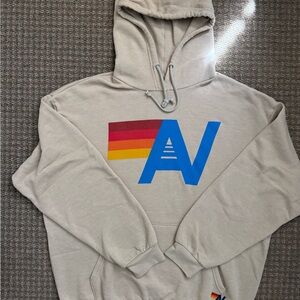 Aviator Nation Logo Pullover Relaxed Hoodie - sand M